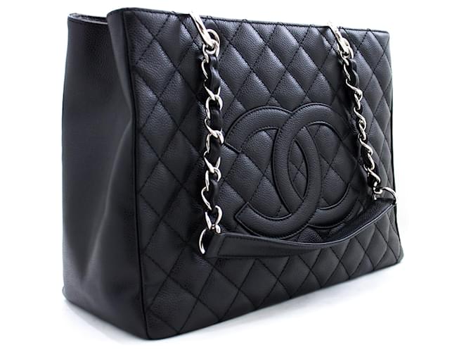 CHANEL Caviar GST 13 Grand Shopping Tote Chain Shoulder Bag Black Leather  ref.540698 - Joli Closet
