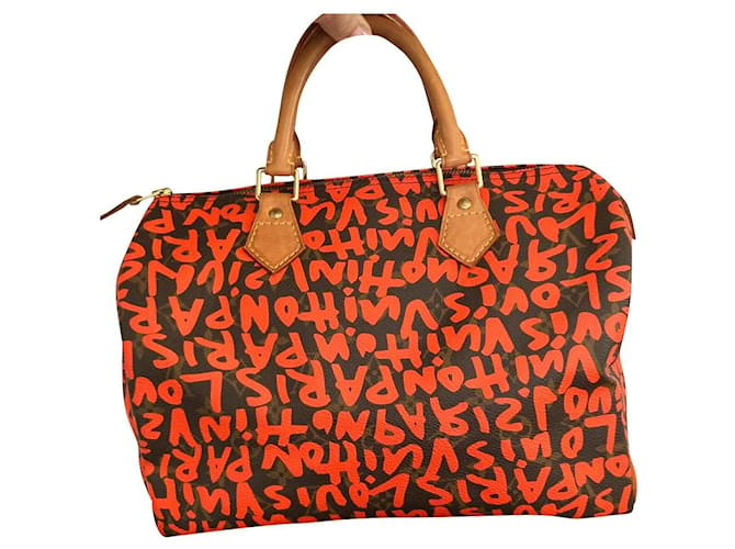 Louis Vuitton Orange Speedy Graffiti Leather ref.540711 - Joli Closet