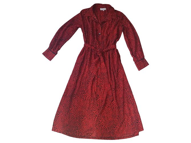 Autre Marque Opullence Langkleid Schwarz Rot Polyester
