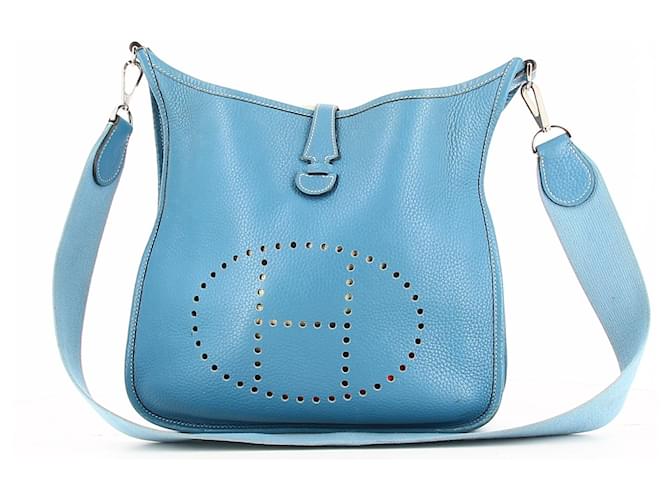 Bolso Hermès Evelyne de cuero azul  ref.540759