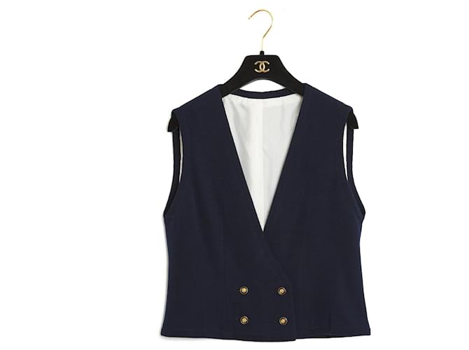 Chanel HAUTE COUTURE NAVY JERSEY WESTE FR38 Marineblau Wolle  ref.540778