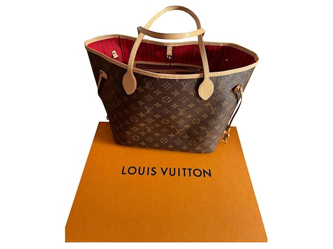 Louis Vuitton Neverfull Marrom Couro  ref.540795