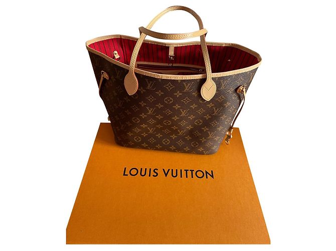 Borsa Louis Vuitton Neverfull Marrone Pelle