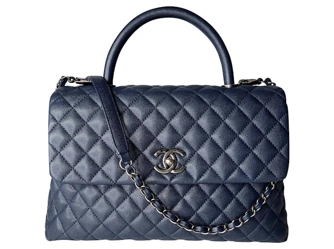 Chanel Coco Handle Blue Navy blue Leather  ref.540802