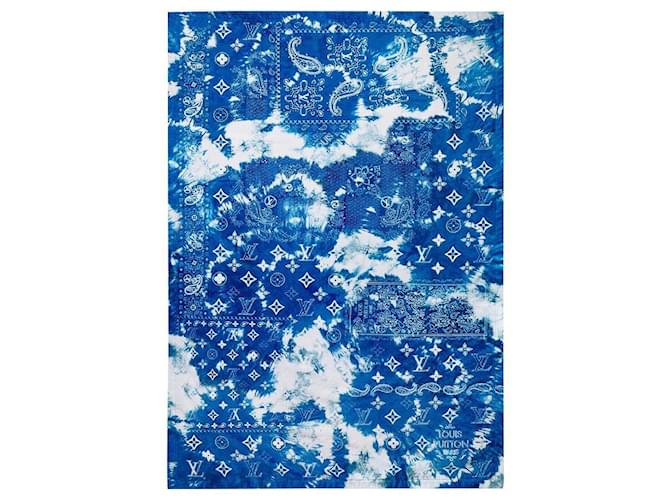 Louis Vuitton LV toalha de praia bandana nova Azul Algodão  ref.541413