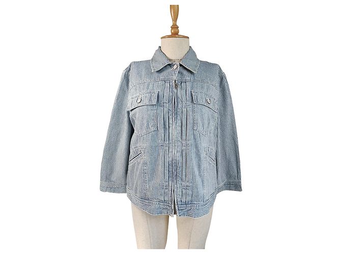 Giacca Ralph Lauren in cotone blu a righe XL