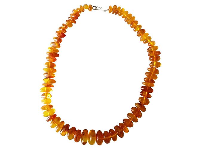 Autre Marque Collar de ámbar transparente natural con vetas Naranja