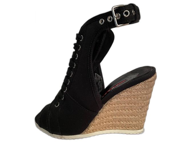 Prada Linea Rossa sandals black canvas