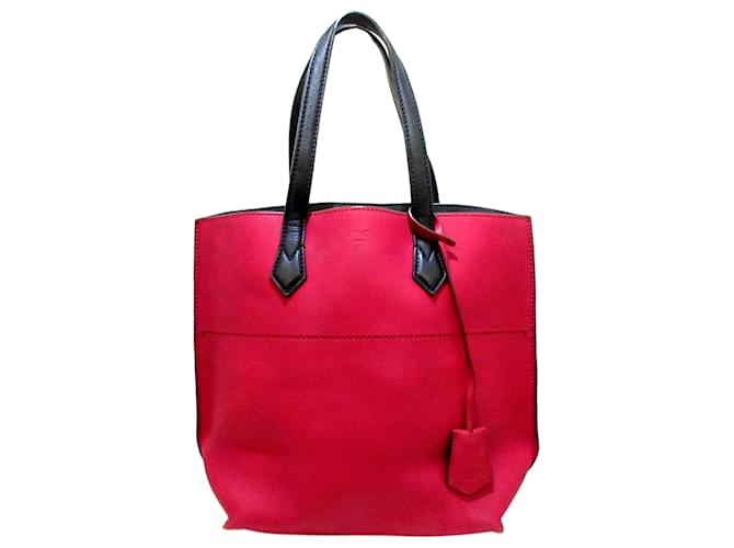 Fendi Red All Shopper Leather Tote Bag Black Pony-style calfskin  ref.541638