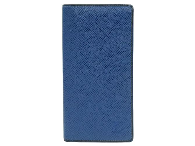 Louis Vuitton Portefeuille Brazza Azul Couro  ref.542013