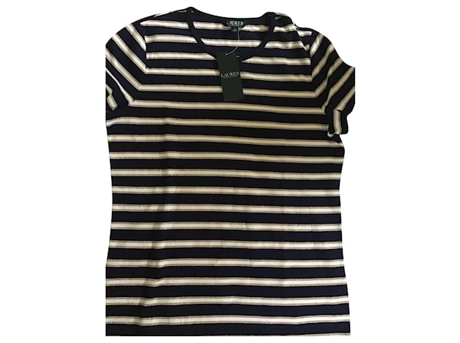 Nova camiseta feminina Ralph Lauren Azul marinho Algodão  ref.542076