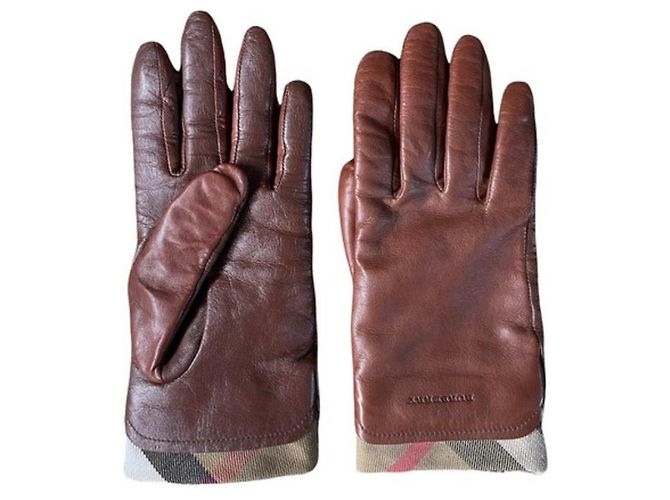 Burberry Lederhandschuhe Braun mit Kaschmirfutter