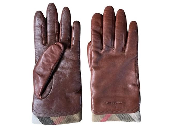 Burberry Gloves Brown Leather  ref.542153