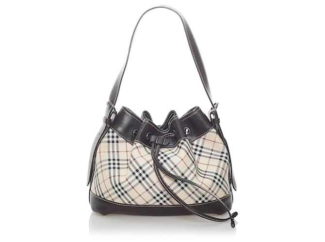 Burberry Check Drawstring Bucket Bag