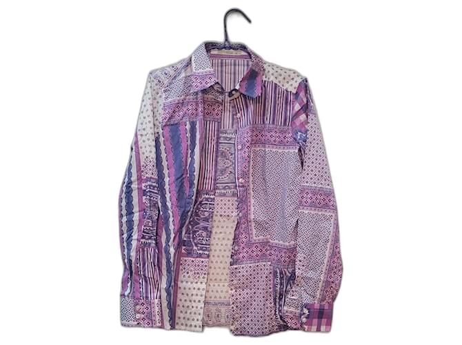 Etro multicolor lilac shirt with paisley pattern Multiple colors Lavender Cotton  ref.542654