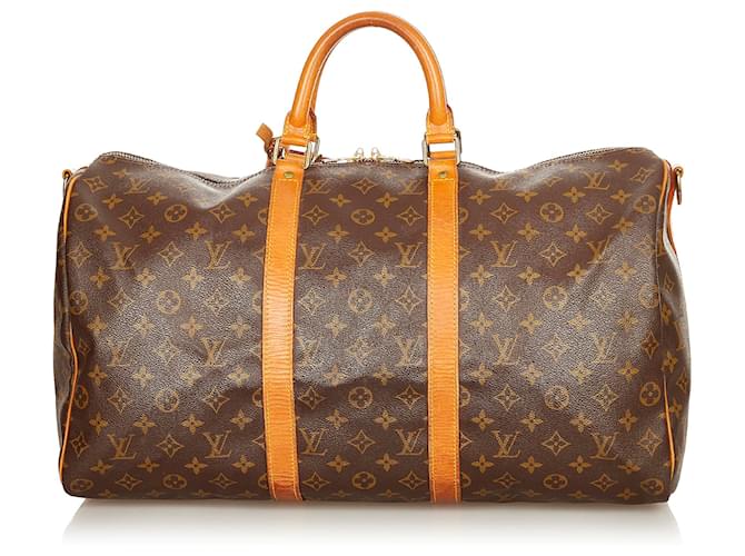 Brown Louis Vuitton Monogram Keepall Bandouliere 50 Travel Bag