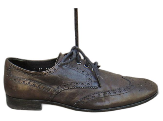 Derbies Prada de couro marrom escuro 39,5 Castanho escuro