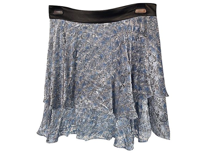 Falda Zadig & Voltaire Jim Velours Devore Azul de Seda