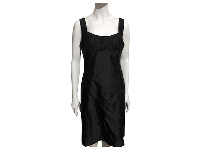 Armani Collezioni pequeño vestido negro Seda Algodón  ref.542866