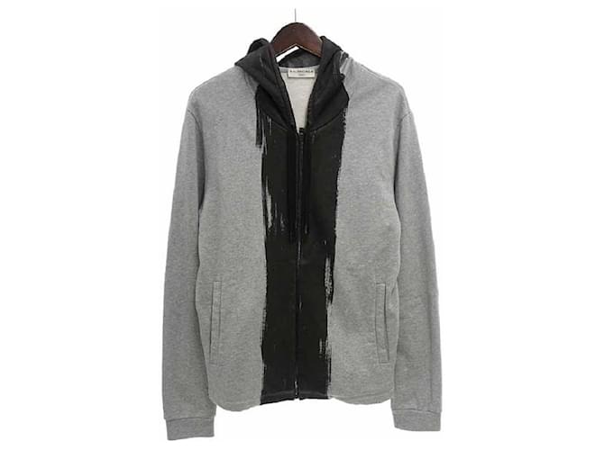 *Balenciaga / BALENCIAGA Brush stroke print hoodie hoodie Grey Cotton  ref.542882