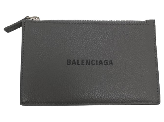 *Balenciaga Münzetui Logo Kartenetui Leder Grau Herren BALENCIAGA  ref.542886