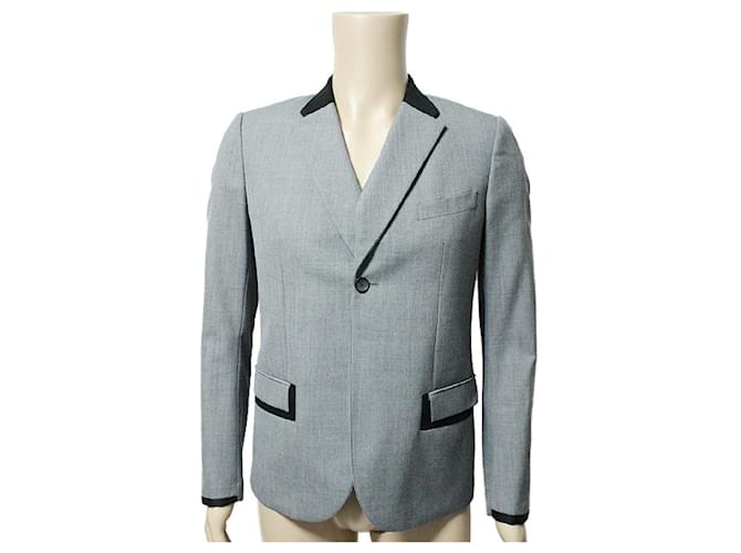 *Balenciaga BALENCIAGA.PARIS Bicolor Taillierte Jacke Grau Schwarz Größe 48 Oberbekleidung für Herren Wolle  ref.542889