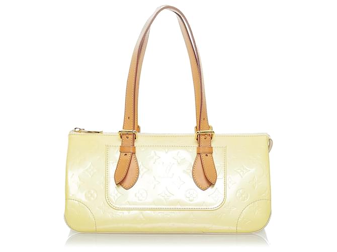 Louis Vuitton Yellow Vernis Rosewood Brown Light brown Leather