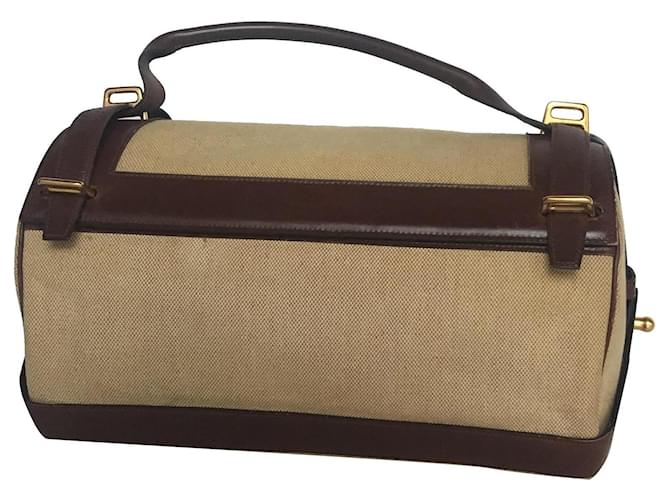 Hermès Hermes Toile Canvas Leather  Bag Brown Beige Cloth  ref.543009