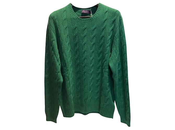 Ralph Lauren Gola redonda tricotada Verde Casimira  ref.543040