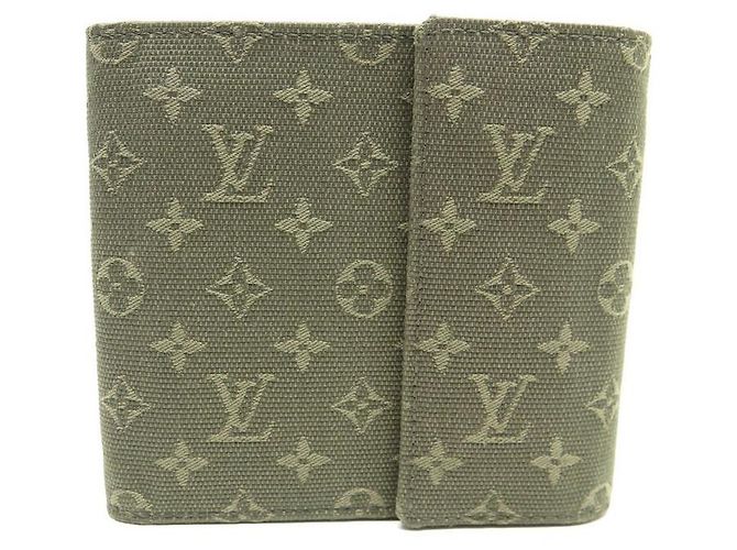 CARTERA LOUIS VUITTON MONOGRAM LONA MINI LINO M92440 MONEDA DE LA BILLETERA Caqui