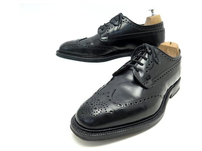 CHURCH'S GRAFTON DERBY TRIPLE SOLE SHOES 8g 42 WIDE LEATHER SHOES Black  ref.543139