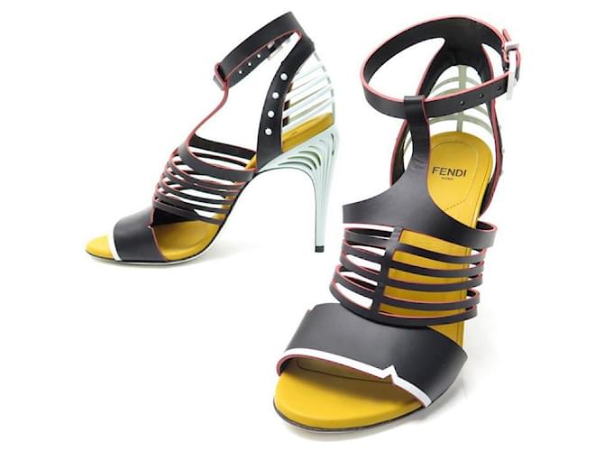 FENDI SANDAL SHOES WITH HEELS 39 IN MULTICOLORED LEATHER + NEW SHOES BOX Multiple colors  ref.543143