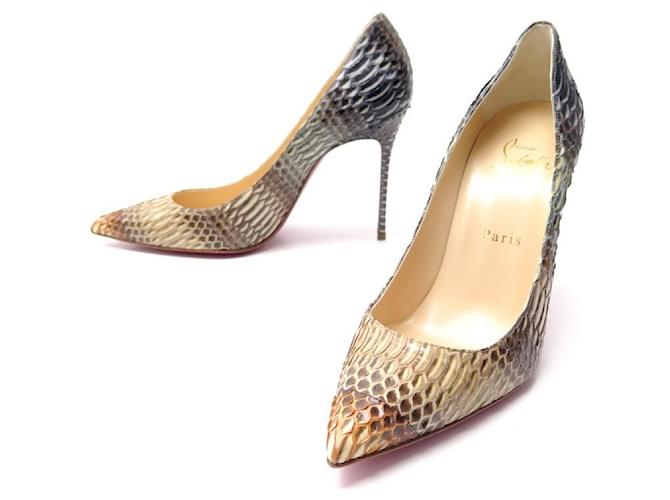 NEW CHRISTIAN LOUBOUTIN SHOES DECOLLET PUMPS 37 PYTHON BOX NEW Brown Exotic leather  ref.543146
