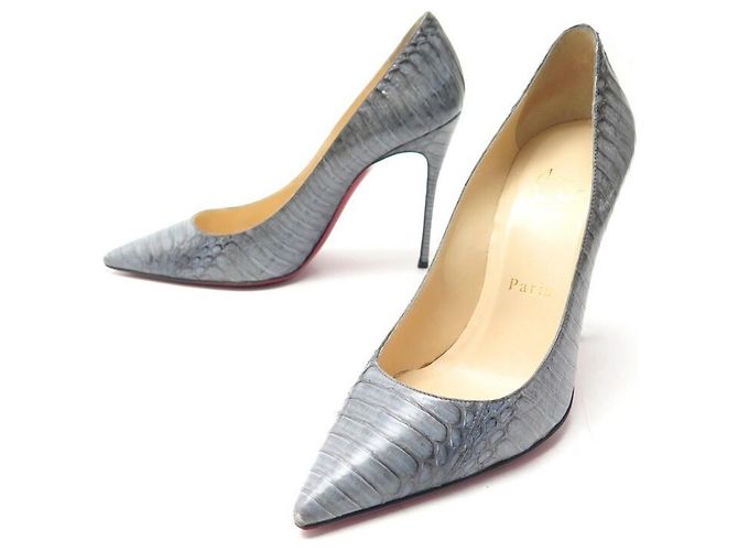 CHRISTIAN LOUBOUTIN SHOES DECOLLET PUMPS 37 PYTHON BOX SHOES