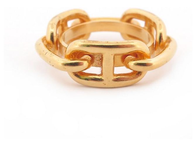 Ring Hermès HERMES REGATE ANELLO SCIARPA ANCORA A CATENA IN METALLO ORO ANELLO SCIARPA QUADRATO D'oro