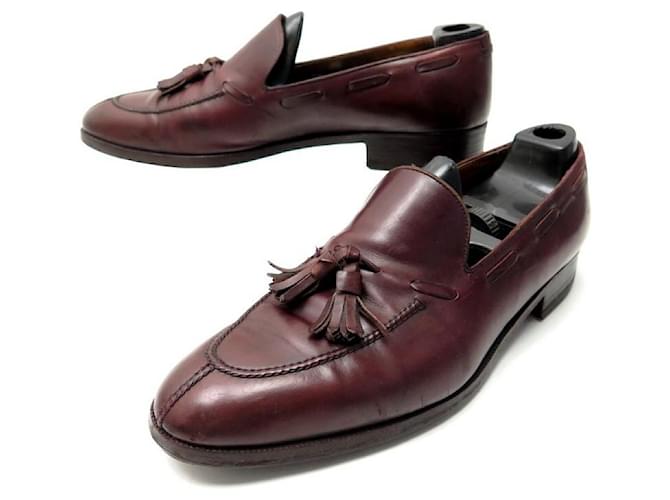 BERLUTI SHOES LOAFERS POMPOMS 43 BURGUNDY LEATHER LOAFERS SHOES Dark red  ref.543214
