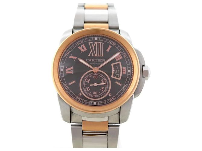 CARTIER CALIBER WATCH 3389 W7100036 AUTOMATIC ROSE GOLD & STEEL WATCH Silvery  ref.543216