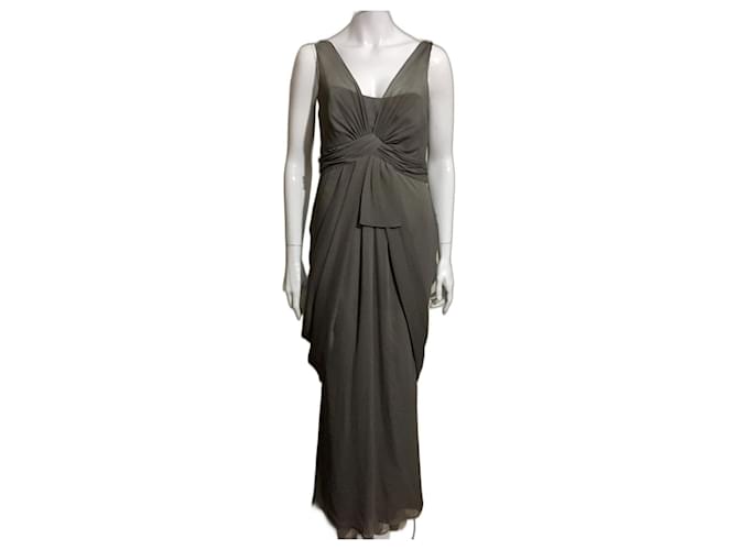 Vera Wang White dove grey evening gown Polyester  ref.543243