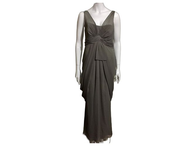 Vera Wang Weißes, taubengraues Abendkleid