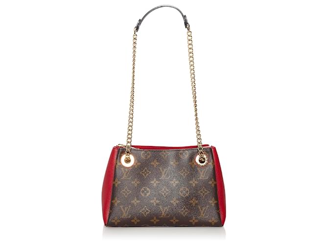 Louis Vuitton Brown Monogram Surene BB Red Leather Cloth Pony