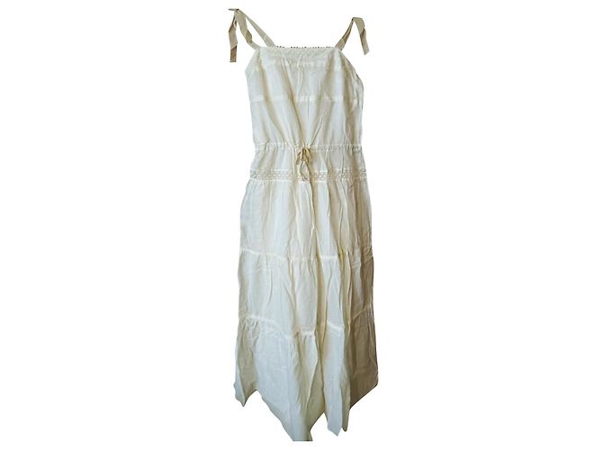 Vestido largo Sandro beige de algodón