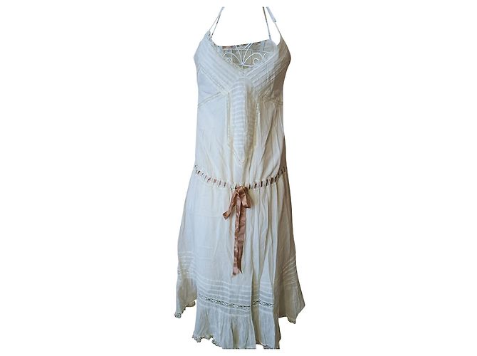 Maje langes Kleid aus Bio-Baumwolle beige