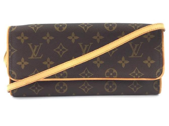 Louis Vuitton Pochette Twin Gm Monogram Canvas Brown Leather ref