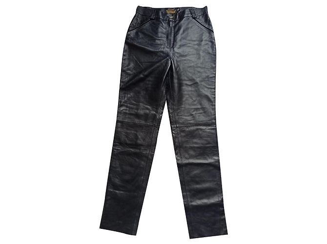 Autre Marque Reteo Mariello Lammlederhose mit hoher Taille Schwarz