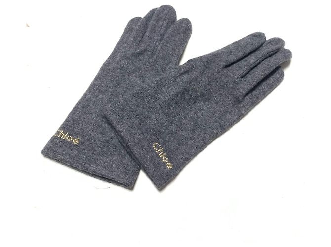 Chloé Chloe Handschuhe Grau Wolle