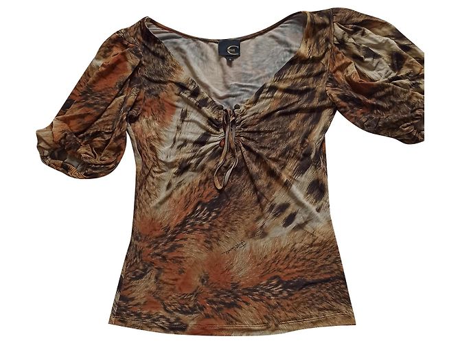 Top Just Cavalli com Estampa Animal Print e Mangas Bufantes Multicor