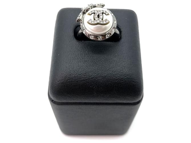 [Used] Chanel CHANEL Pearl Ring Coco Mark C21P Silver Metal Fittings Accessories Silvery  ref.544959