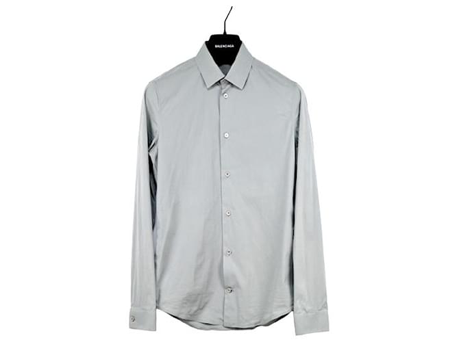 BALENCIAGA Balenciaga camisa manga longa cinza bege TAMANHO 37 Algodão  ref.544986