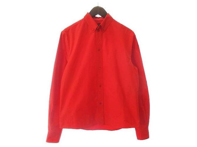 Balenciaga BALENCIAGA robe chemise manches longues logo broderie un point boutonné coton rouge rouge 40 hommes  ref.544997
