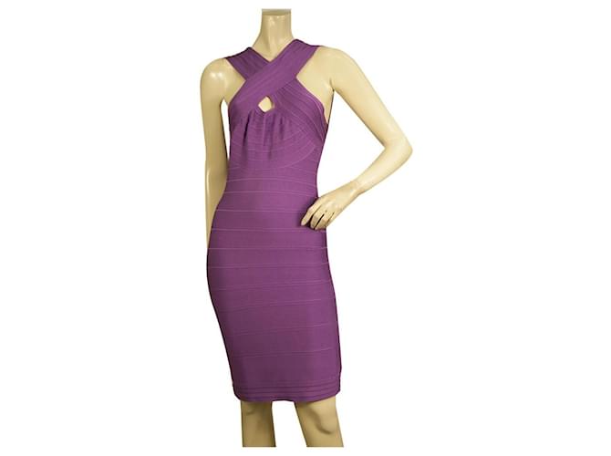 Herve Leger Purple Bandage Bodycon Sleeveless Mini length Dress size M Rayon  ref.545336